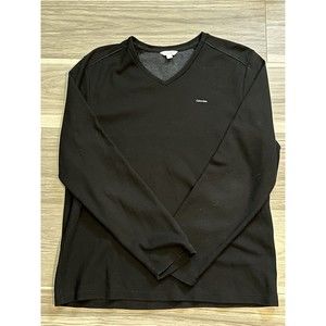 Calvin Klein Long Sleeve Shirt Black 100% Cotton Size M